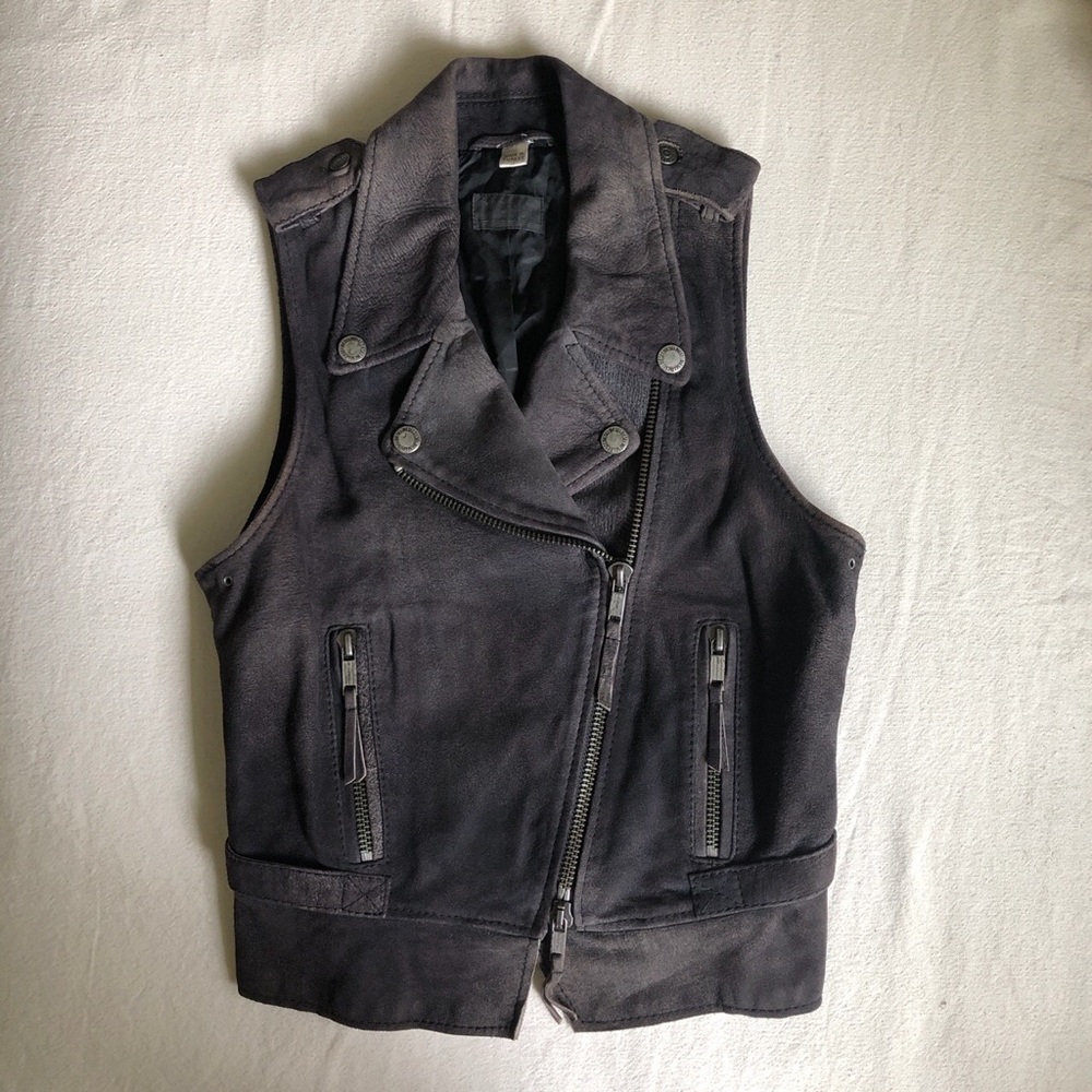 Diesel Suede Moto Vest : Size Small : Lamb Leather